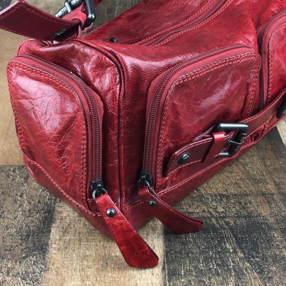 Nicoli Italian Leather Red Buckle Bag Purse - Picture 9 of 15